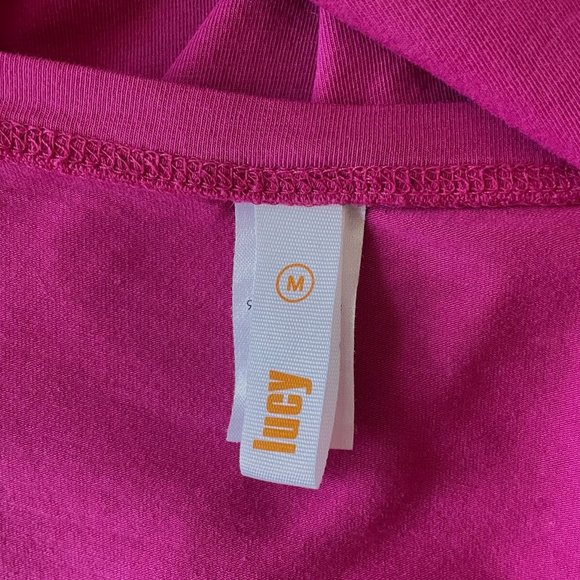 Lucy Pink Solid Pima Cotton Trapeze Long Sleeve Knit Top Workout T-Shirt Tunic - Picture 8 of 10